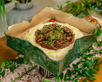 Deep Square Dish - Forest Green & Camel