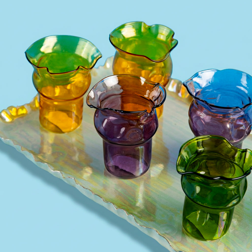 Rose-shaped tumbler -handmade blown glass- Lxl.10x10cm