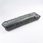 Long Deep Large Glass Platter Black with dots Lxl 60x18cm