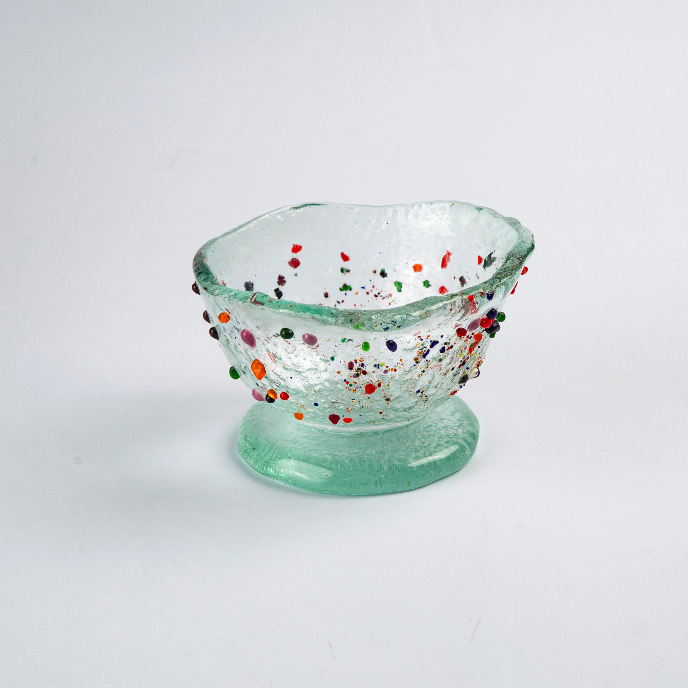 Hand-made Glass Cups - Clear with dots.