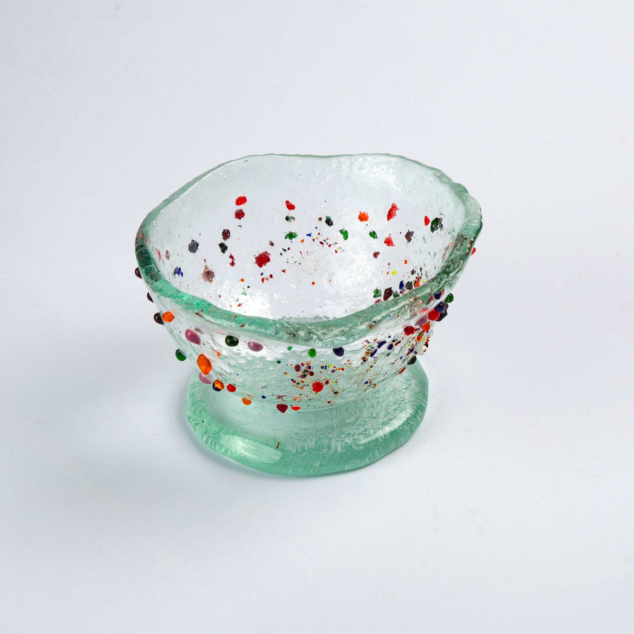 Hand-made Glass Cups - Clear with dots.