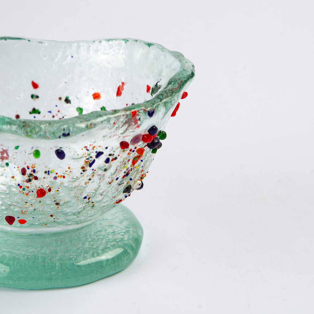 Hand-made Glass Cups - Clear with dots.