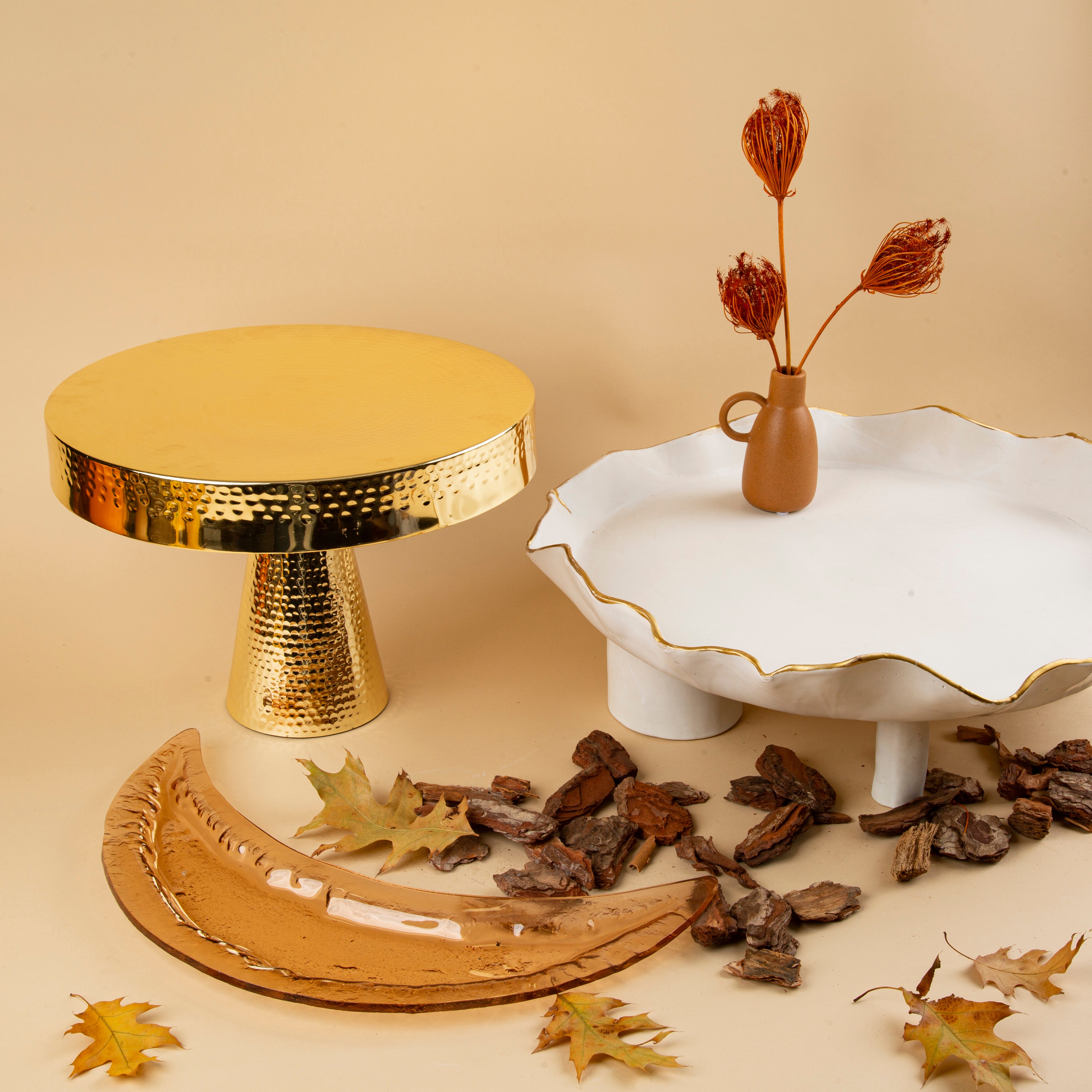 Cake Stand Gold Dxh 36x25cm