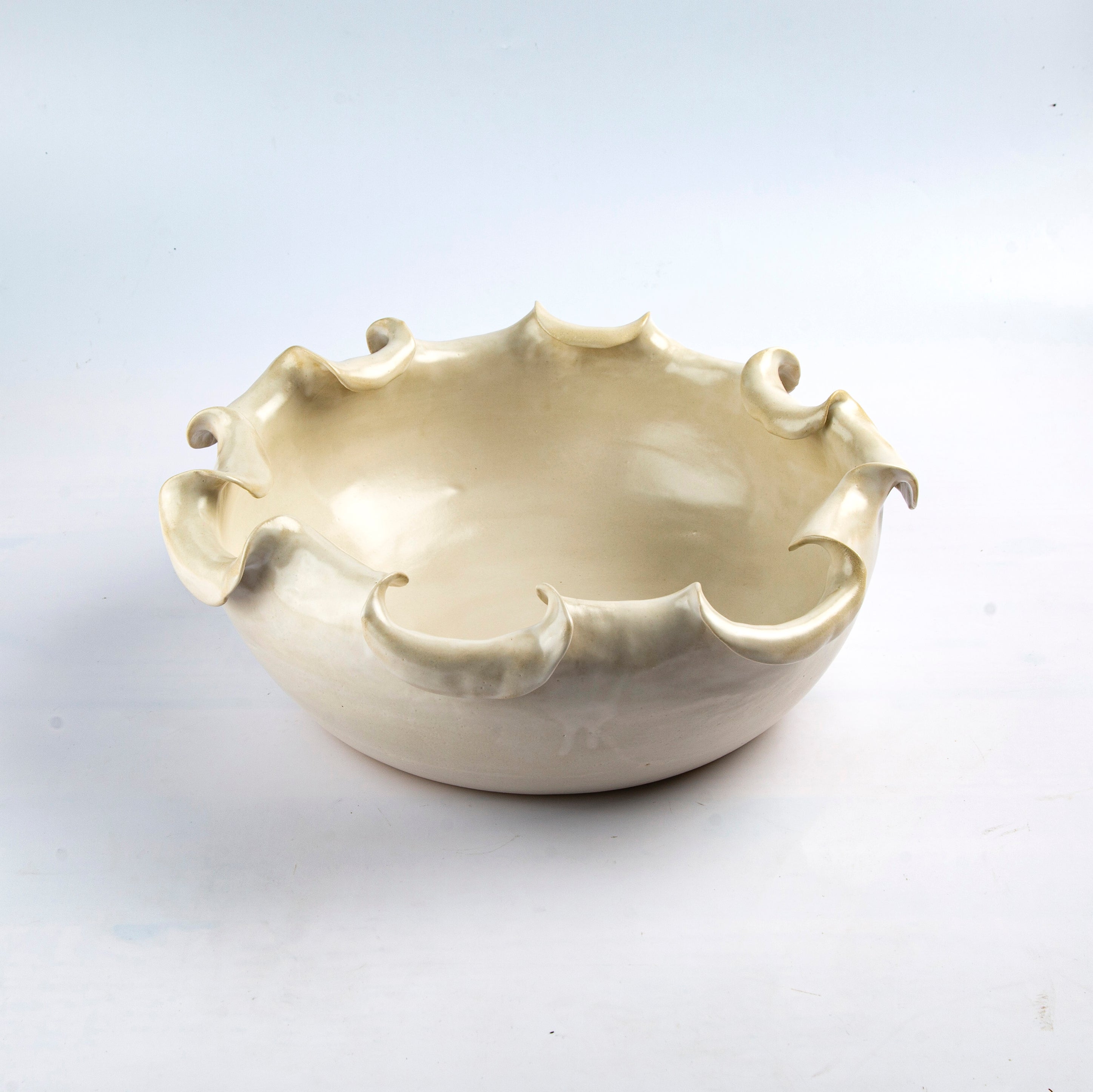 Waves Bowl-Cream Satin Mat Dxh 35x12cm.
