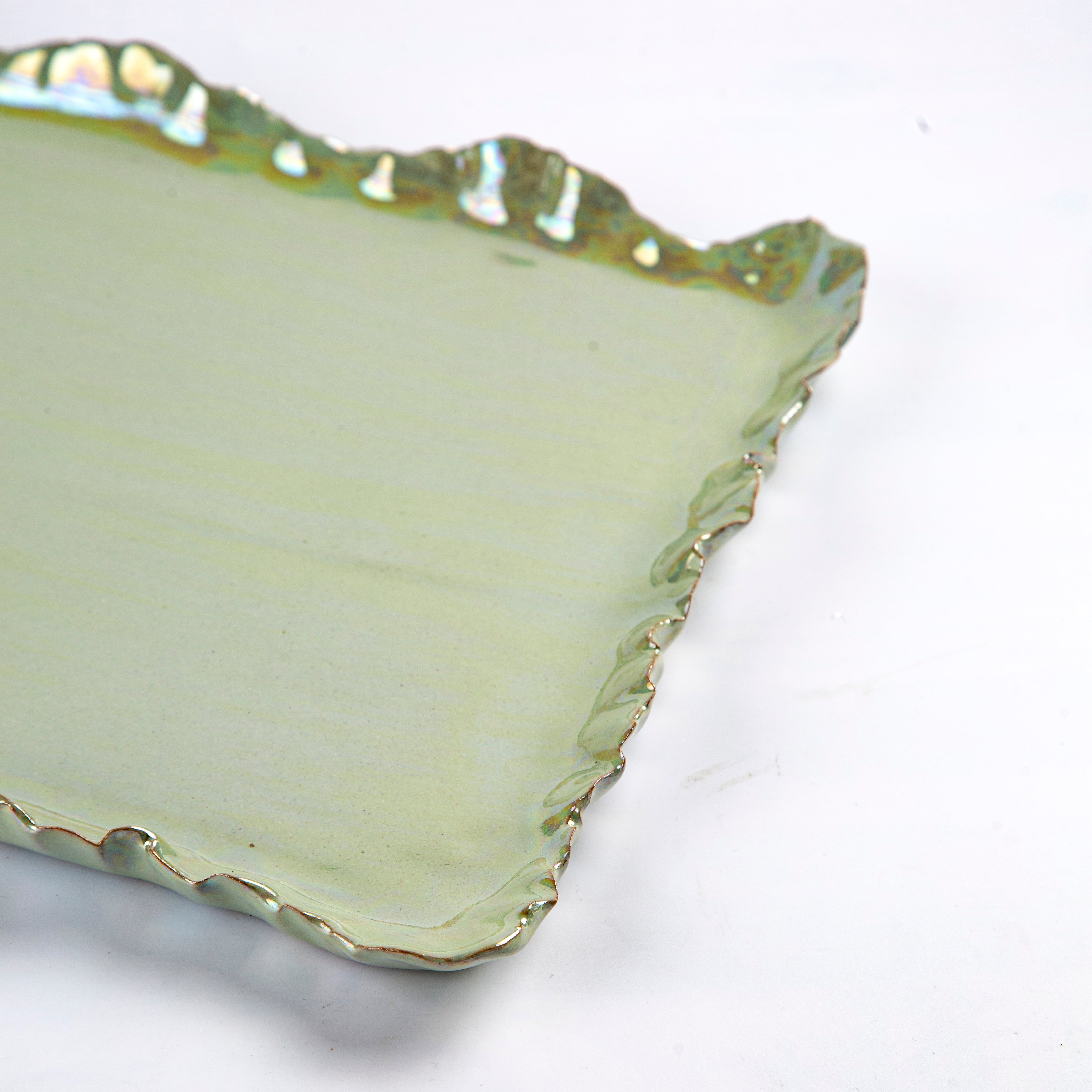 Rectangular platter Pastel green LXl 48x25cm.