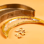 Set of 2 Moons Glass Dark Amber with dots D. 35 &45cm