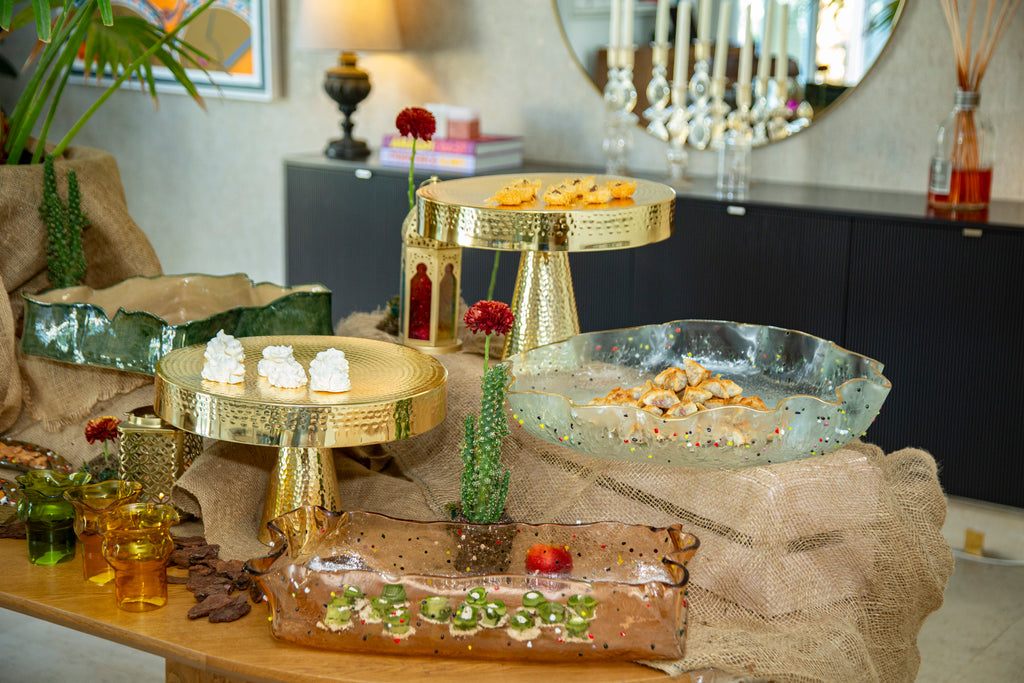 Deep Rectangular Dish - Forest Green & Camel