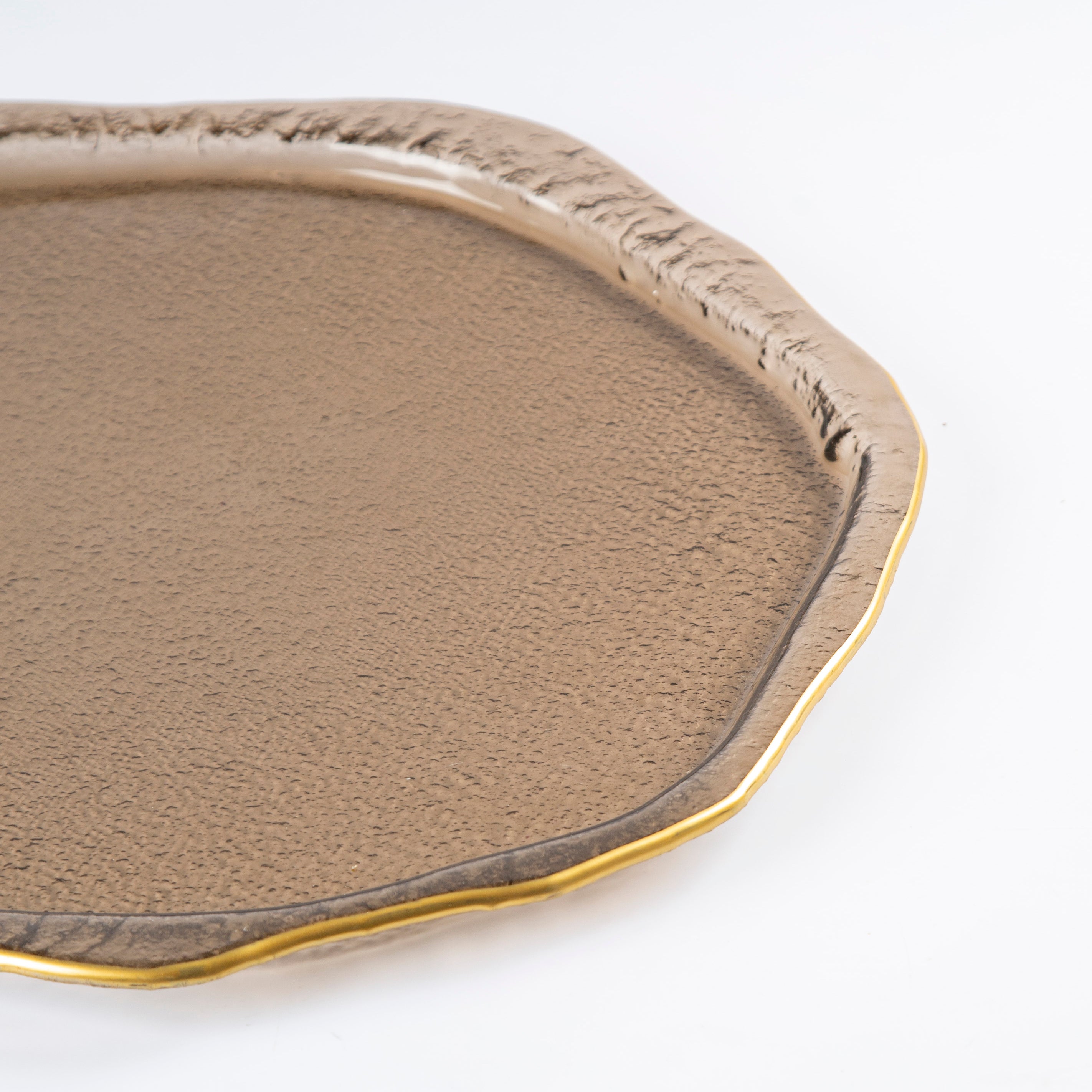 Round platter flat Brown & gold rim D. 40cm