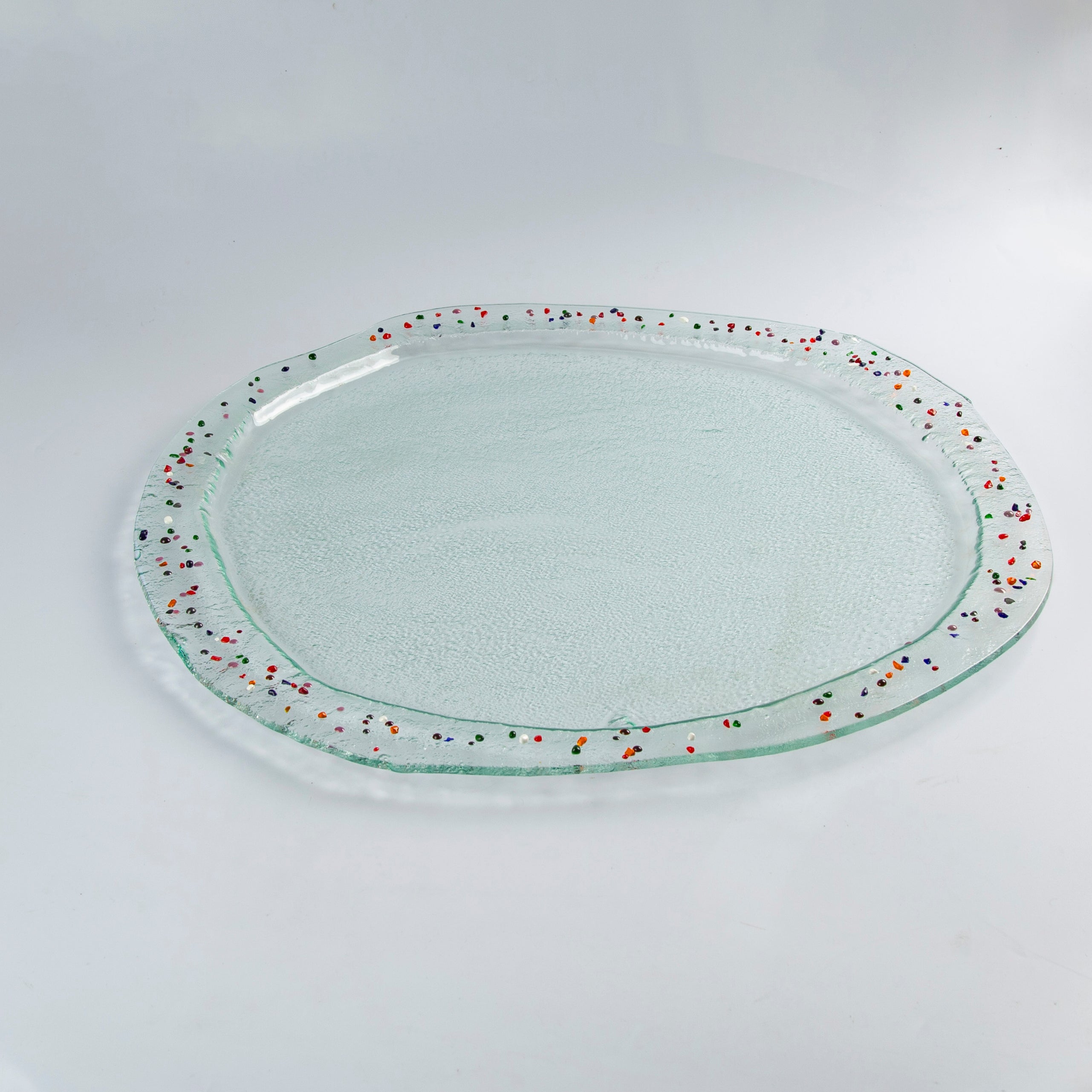 Round platter flat Clear with dots D. 55cm