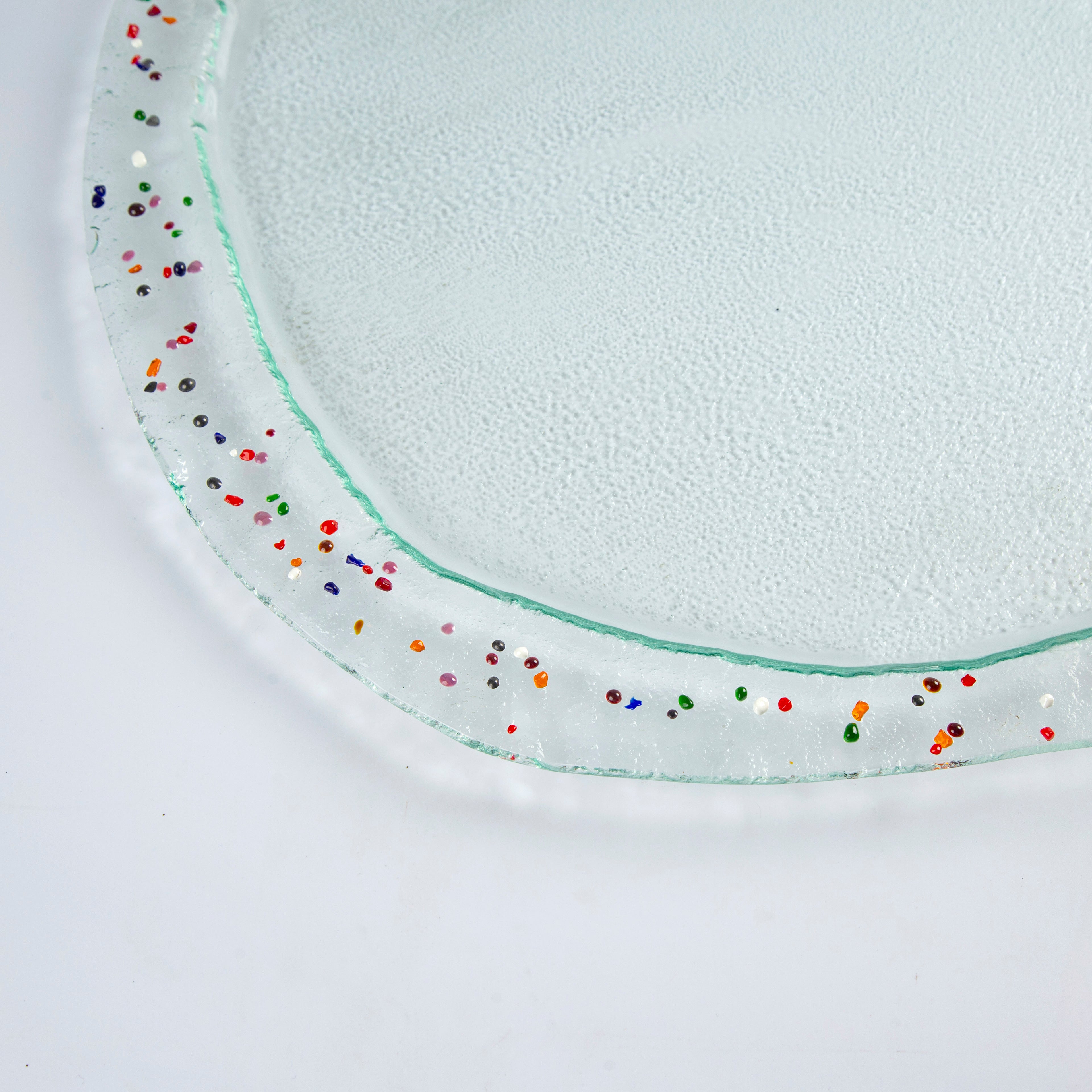 Round platter flat Clear with dots D. 55cm