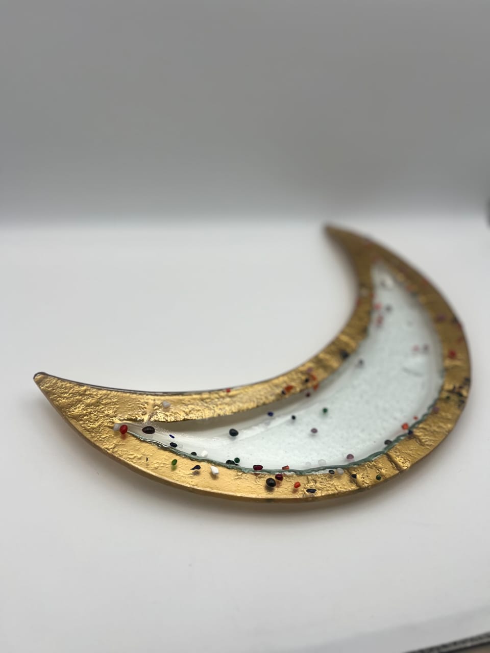 Set of 2 Moons Glass Dark Amber with dots D. 35 &45cm