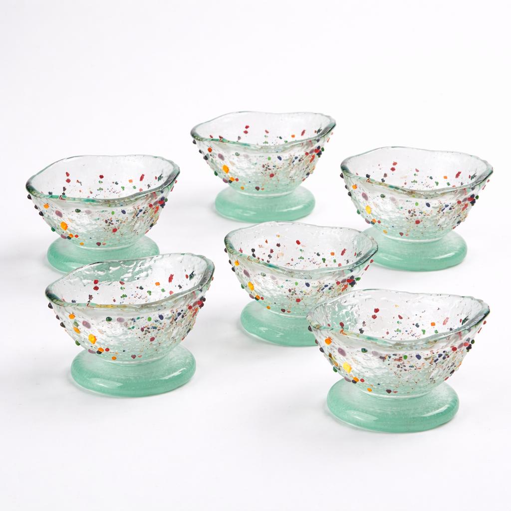 Hand-made Glass Cups - Clear with dots.